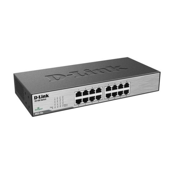 SYNX194290 D-Link DSS-16+ 16-Port 10/100 Unmanaged Metal Desktop or Rackmount Switch