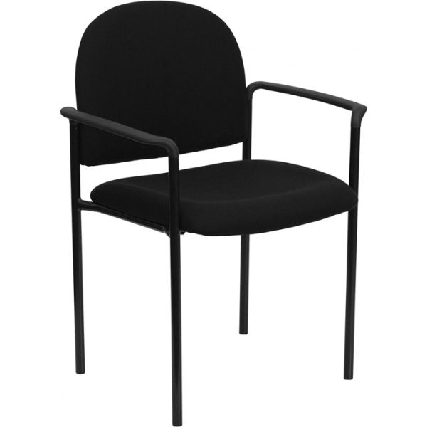 FHFBT5161BKGG Flash Furniture Black Fabric Comfortable Stackable Steel Side Chair with Arms