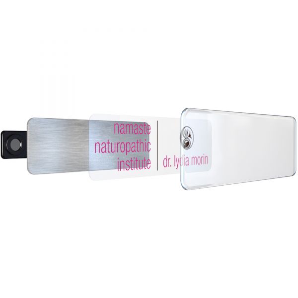 IPP906814 The Mighty Badge Name Badge Kit, Laser Inserts, 1 x 3, White/Silver, 10 Kits