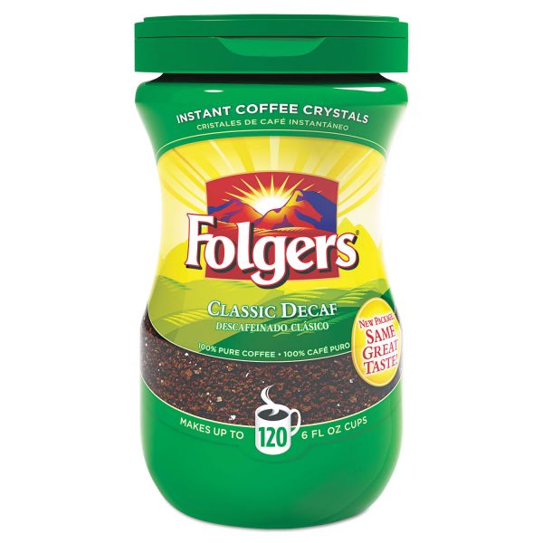 FOL20630 Folgers Instant Coffee Crystals, Decaf Classic, 10.65 oz