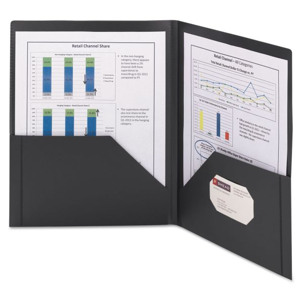 SMD87705 Smead Frame View Poly Two-Pocket Folder, 11 x 8 1/2, Clear/Black, 5/Pack