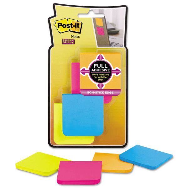 MMMF2208SSAU Post-it Notes Super Sticky Full Adhesive Notes, 2 x 2, Assorted Rio de Janeiro Colors, 25-Sheet, 8/Pack