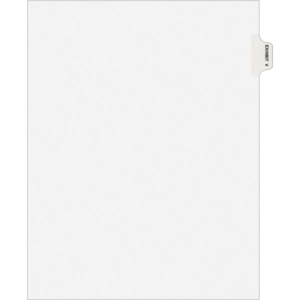 AVE01392 Avery-Style Preprinted Legal Side Tab Divider, Exhibit V, Letter, White, 25/Pack