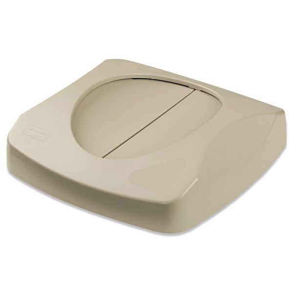 RCP268988BG Rubbermaid Commercial Swing Top Lid for Untouchable Recycling Center, 16" Square, Beige