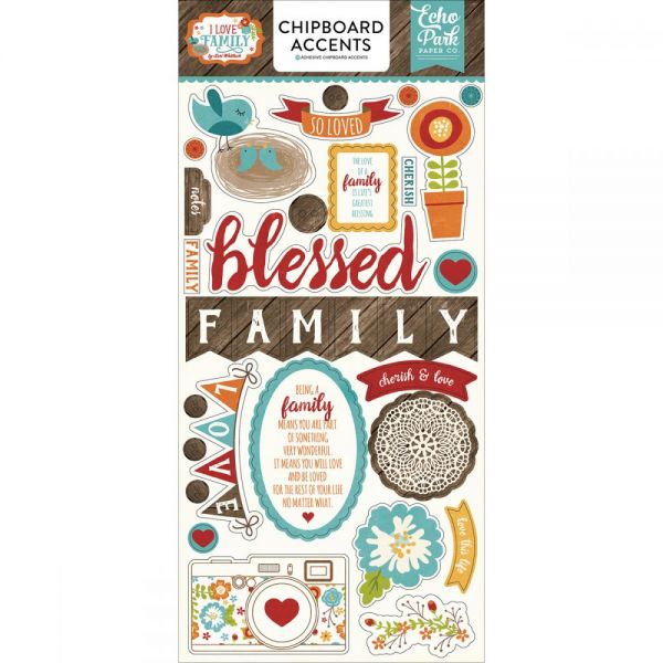 NOTM434465 I Love Family Chipboard Accents 6"X13"