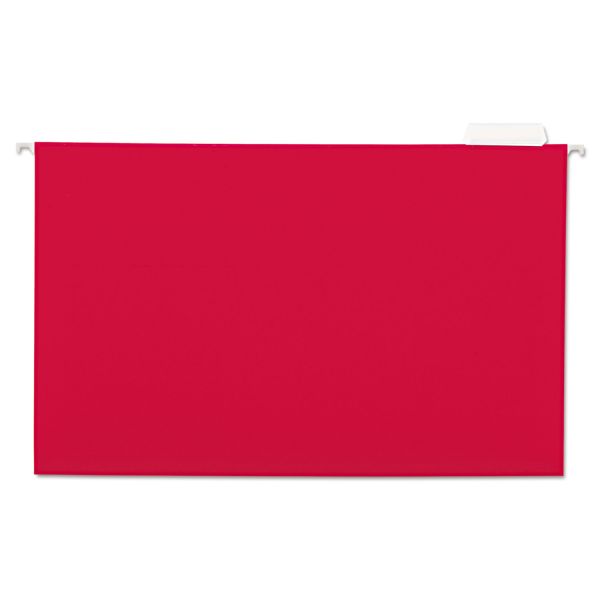 UNV14218 Universal Hanging File Folders, 1/5 Tab, 11 Point Stock, Legal, Red, 25/Box