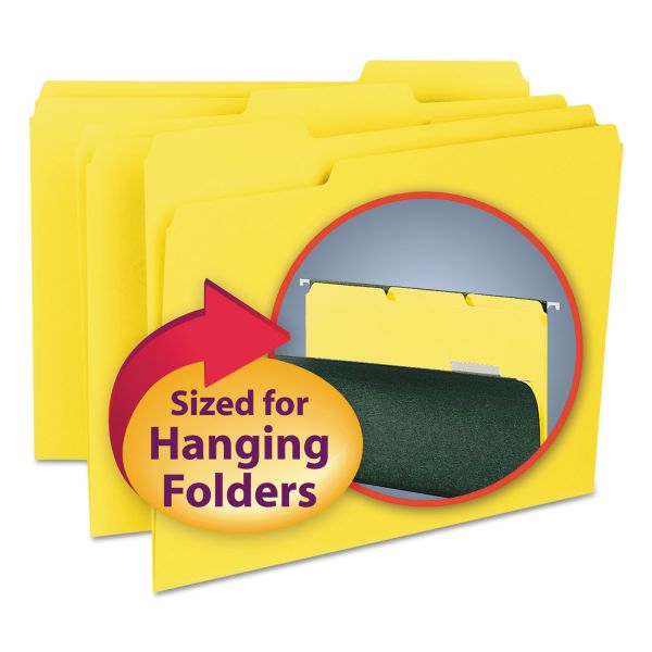 SMD10271 Smead Interior File Folders, 1/3 Cut Top Tab, Letter, Yellow, 100/Box