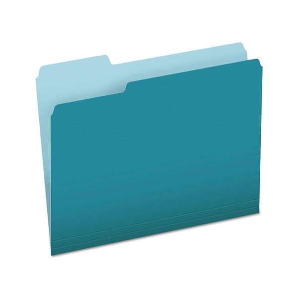 PFX15213TEA Pendaflex Colored File Folders, 1/3 Cut Top Tab, Letter, Teal/Light Teal, 100/Box