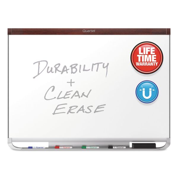 QRTP554MP2 Quartet Prestige 2 DuraMax Magnetic Porcelain Whiteboard, 48 x 36, Mahogany Frame