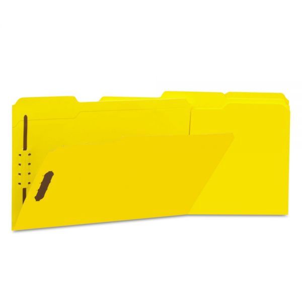 UNV13528 Universal Deluxe Reinforced Top Tab Folders, 2 Fasteners, 1/3 Tab, Legal, Yellow, 50/Box