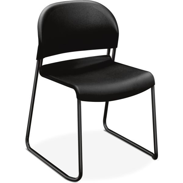 HON4031ONT HON GuestStacker Series Chair, Black with Black Finish Legs, 4/Carton