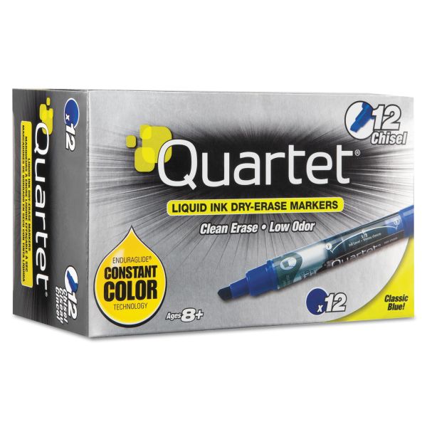 QRT50013M Quartet EnduraGlide Dry Erase Marker, Chisel Tip, Blue, Dozen