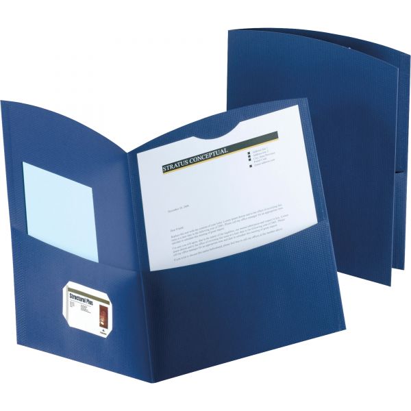 OXF5062523 Oxford Contour Two-Pocket Recycled Paper Folder, 100-Sheet Capacity, Dark Blue, 25/Box