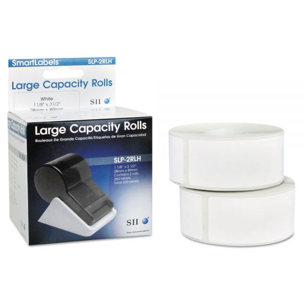 SKPSLP2RLH Seiko Self-Adhesive Address Labels, 1-1/8 x 3-1/2, White, 520/Box