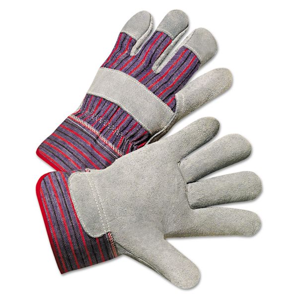 ANR2000 Anchor Brand Leather Palm Work Gloves, Gray/Blue/White, Large, 12 Pairs