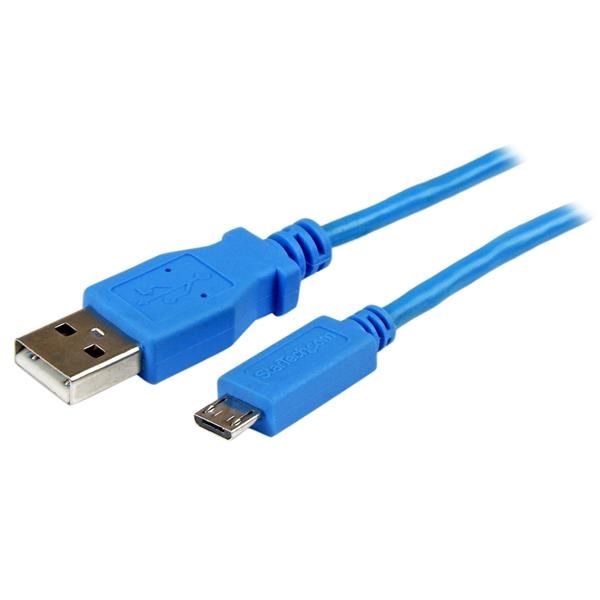 SYNX4011513 StarTech.com 1m Blue Mobile Charge Sync USB to Slim Micro USB Cable for Smartphones and Tablets - A to Micro B M/M
