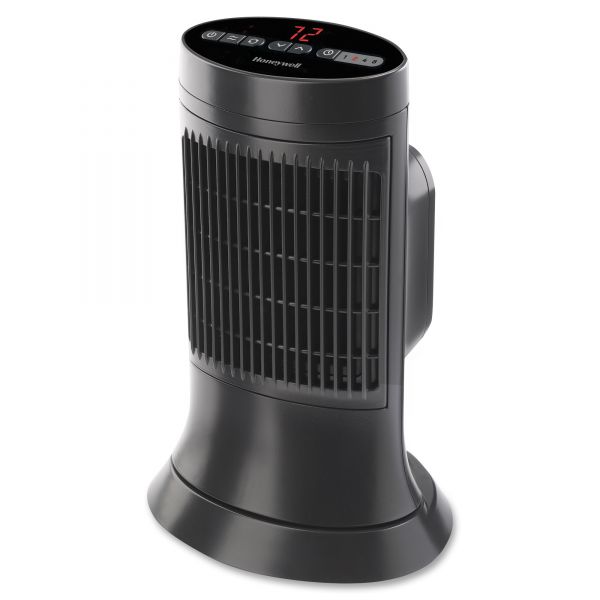 HWLHCE311V Honeywell Digital Ceramic Mini Tower Heater, 750 - 1500 W, 10" x 7 5/8" x 14", Black