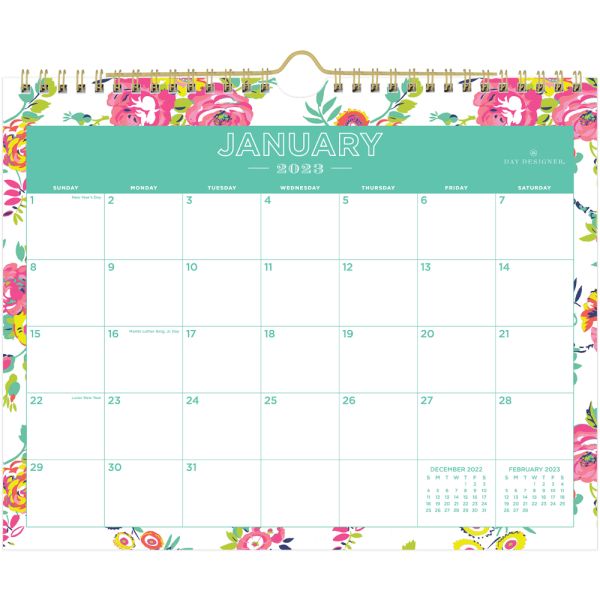 Day Designer Monthly Wall Calendar, 11โ x 83/4โ, Peyton White, January Day Designer Monthly Wall Calendar 2025