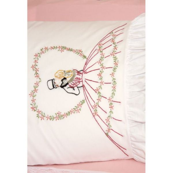 NOTM493911 Stamped Ruffled Edge Pillowcases 30"X20" 2/Pkg
