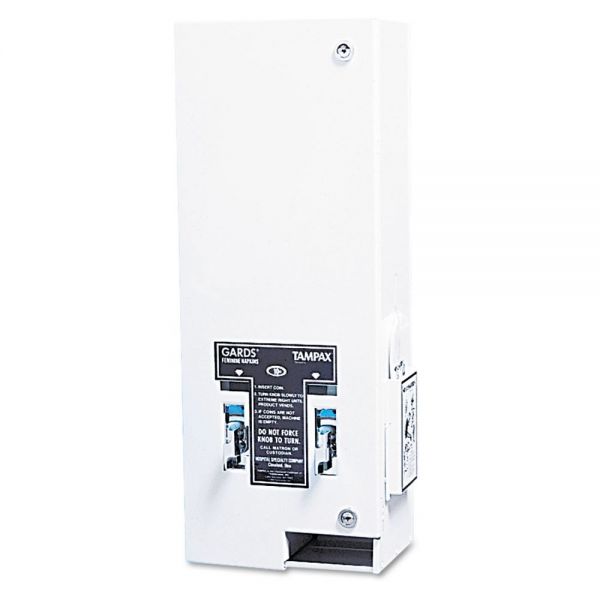 HOS125 HOSPECO Dual Sanitary Napkin/Tampon Dispenser, Coin, Metal, 10 x 6 1/2 x 26 1/4, White