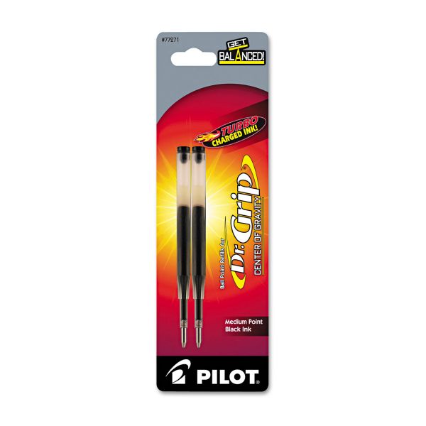 PIL77271 Pilot Refill for Dr. Grip Center Of Gravity Pen, Medium, Black Ink, 2/Pack