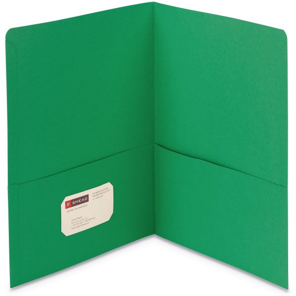 SMD87855 Smead Two-Pocket Folder, 100-Sheet Capacity, Green, 25/Box