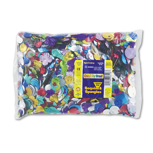 CKC6118 Creativity Street Sequins & Spangles Classroom Pack, Assorted Metallic Colors, 1 lb/Pack