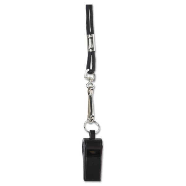 CSIBP601 Champion Sports Sports Whistle with Black Nylon Lanyard, Plastic, Black
