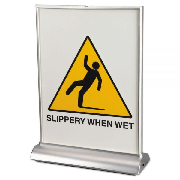 AOP34100 Artistic LED Two-Sided Countertop Display Sign, 8 1/2 x 11, Clear/Silver
