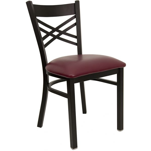 FHFXU6FOBXBKBURVGG Flash Furniture ''X'' Back Metal Restaurant Chair
