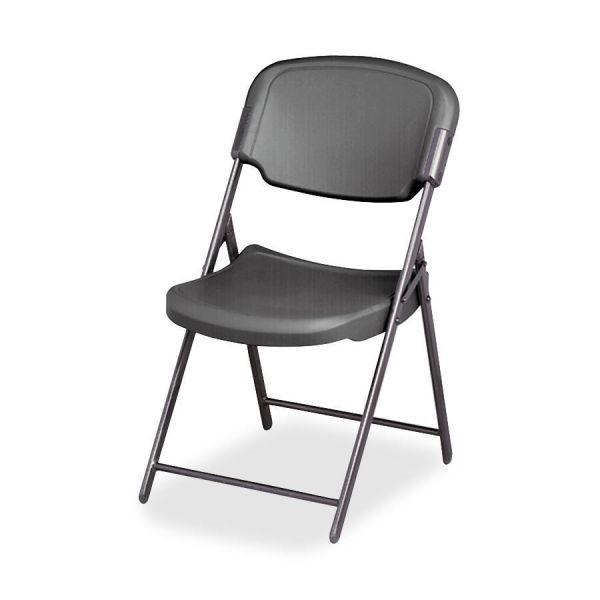 ICE64007 Iceberg Rough N Ready Series Resin Folding Chair, Steel Frame, Charcoal