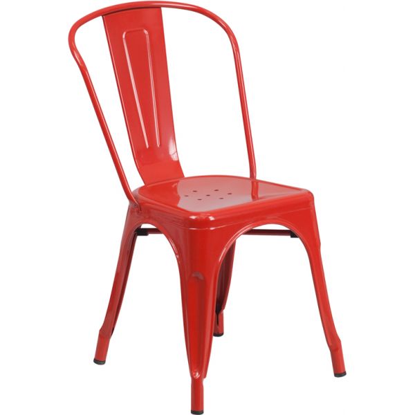FHFCH31230REDGG Flash Furniture Red Metal Indoor-Outdoor Stackable Chair