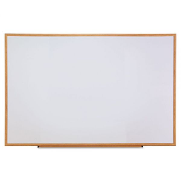 UNV43621 Universal Dry-Erase Board, Melamine, 72 x 48, White, Oak-Finished Frame