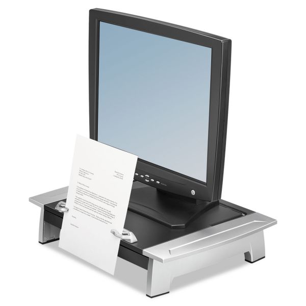 FEL8036601 Fellowes Monitor Riser Plus, 19 7/8 x 14 1/16 x 6 1/2, Black/Silver