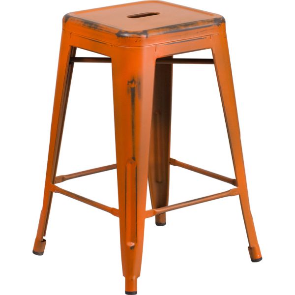 FHFETBT350324ORGG Flash Furniture 24'' High Backless Indoor-Outdoor Counter Height Stool