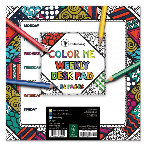 TFB200264 TF Publishing Color Me Weekly Desk Pad, 7 3/4 x 7 3/4, Undated