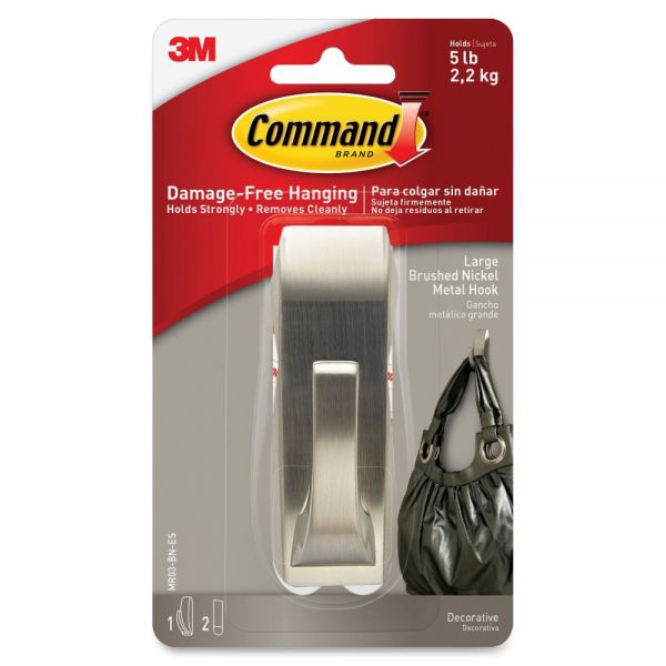 MMMMR03BNES Command Large Modern Reflections Hook, Brushed Nickel