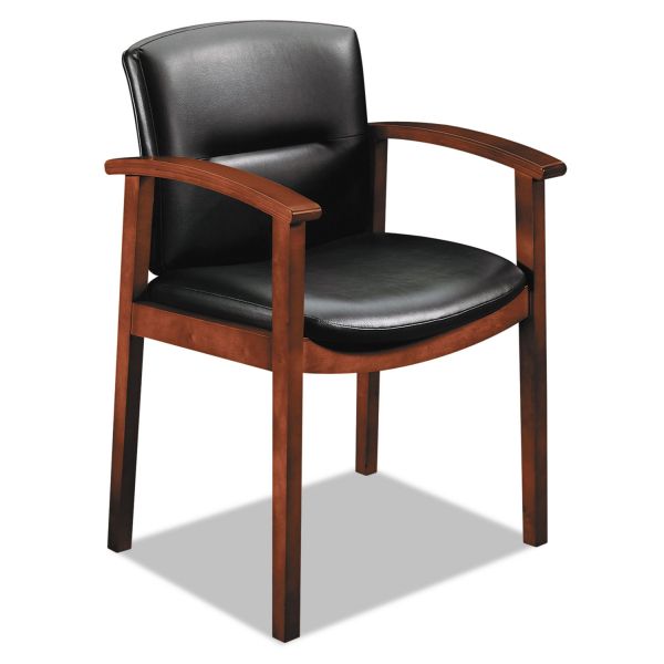 HON5003COEE11 HON 5000 Series Park Avenue Collection Guest Chair, Black Vinyl/Cognac