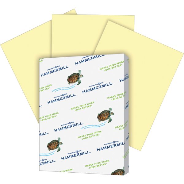 HAM103341 Hammermill Recycled Colored Paper, 20lb, 8-1/2 x 11, Canary, 500 Sheets/Ream