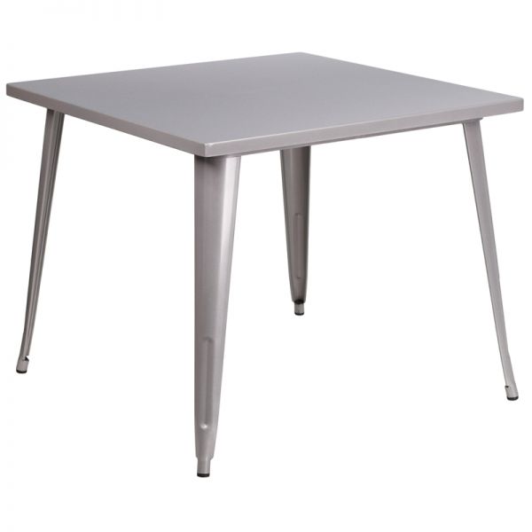 FHFCH5105029SILGG Flash Furniture 35.5'' Square Silver Metal Indoor-Outdoor Table