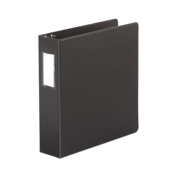 UNV34411 Universal Economy Non-View 3-Ring Binder With Label Holder, 2" Capacity, Round Ring, Black