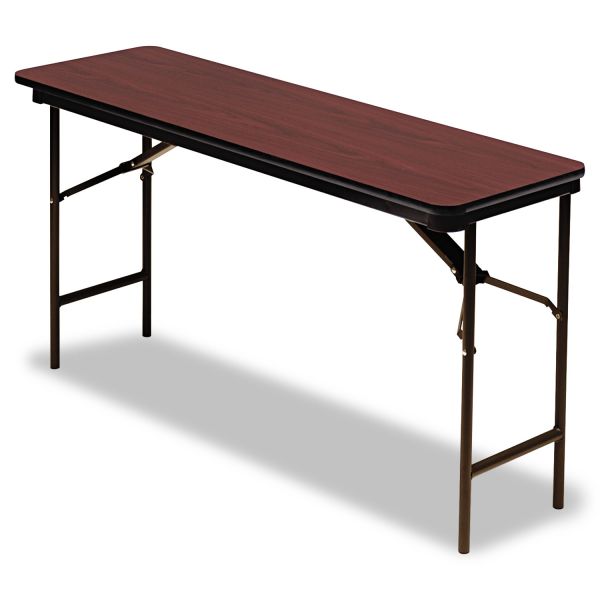ICE55274 Iceberg Premium Wood Laminate Folding Table, Rectangular, 60w x 18d x 29h, Mahogany
