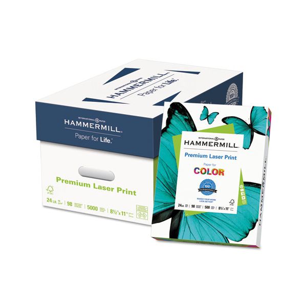 HAM104604 Hammermill Laser Print Office Paper, 98 Brightness, 24 lb, 8 1/2 x 11, White, 500 Sheets/Ream