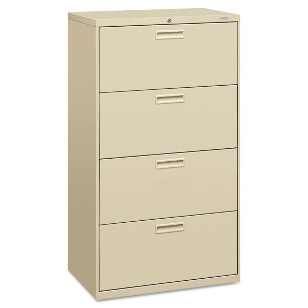 HON574LL HON 500 Series Four-Drawer Lateral File, 30w x 19-1/4d x 53-1/4h, Putty