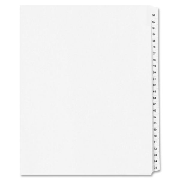 AVE01432 Avery-Style Legal Exhibit Side Tab Divider, Title: 51-75, 14 x 8 1/2, White