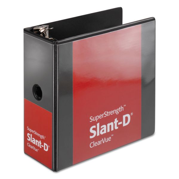 CRD10901 Cardinal SuperStrength ClearVue Locking 3-Ring View Binder, 5" Capacity, Slant-D Ring, Black