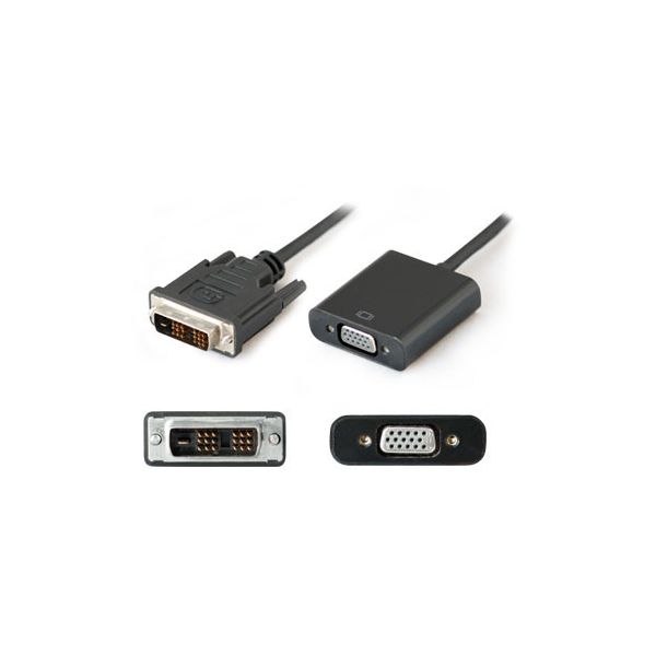 SYNX4054511 AddOn 20.00cm (8.00in) DVI-D Single Link (18+1 pin) Male to VGA Female Black Active Adapter Cable