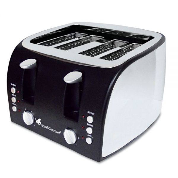 OGFOG8166 Coffee Pro 4-Slice Multi-Function Toaster with Adjustable Slot Width, Black/Stainless Steel