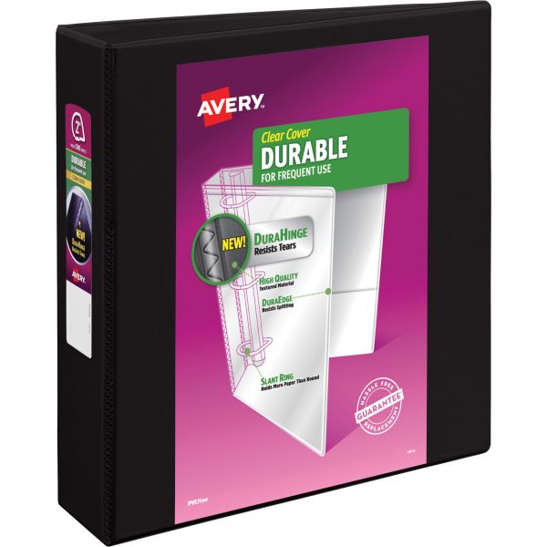 AVE17031 Avery Durable 3-Ring View Binder, 2" Capacity, Slant Ring, Black