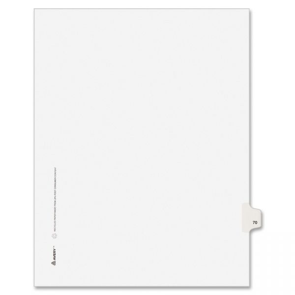 AVE01070 Avery-Style Legal Exhibit Side Tab Divider, Title: 70, Letter, White, 25/Pack